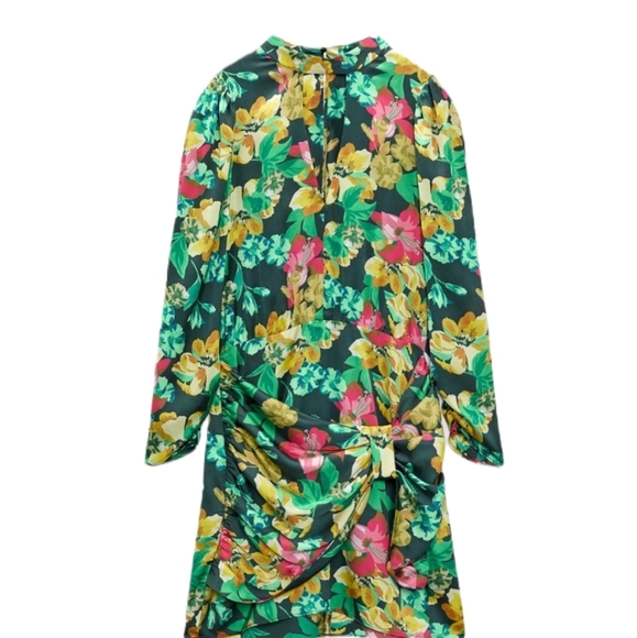 Zara Long Sleeve Floral Mini Dress sz Small - Picture 9 of 9